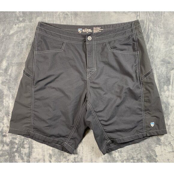 Kuhl Board Shorts Men Sz 36 Black Gray Pockets Hybrid Fishing Outdoor Swim Surf - Picture 1 of 9